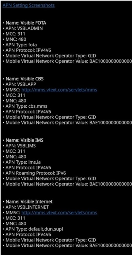 APN Setting Screenshot